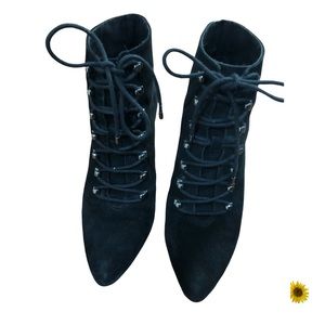 Vince Camuto Shoes | Lace-Up Suede Black Booties | Heels | Size 8M